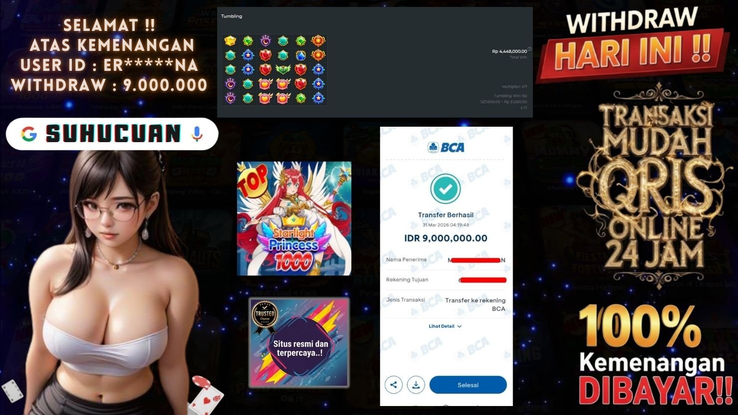 SUHUCUAN JACKPOT SLOT STARLIGHT PRINCESS 1000